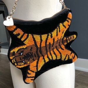 Betsey johnson tiger beaded crossbody